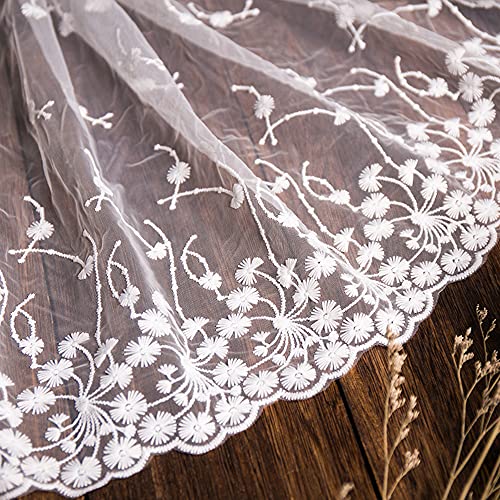 3 Yard Vintage Bestickter Spitzenbesatz Spitzenborte Dekoband Spitzenband Spitzenbordüre Zierband Spitzenstoff für Nähen Brautschleiern Petticoats Hochzeitskleid Hochzeit Deko 32cm Breite,B Weiß von Duories