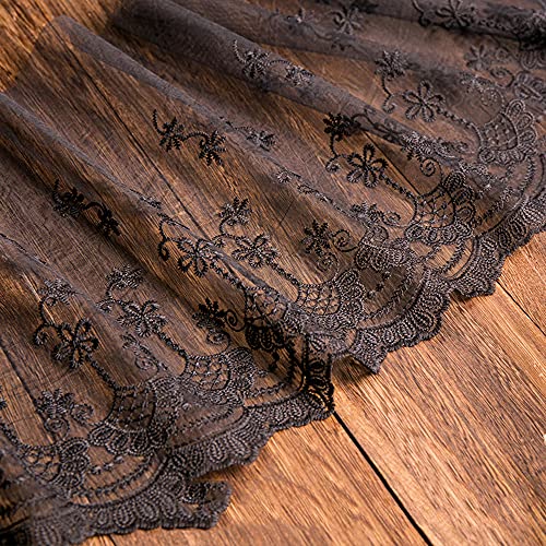 3 Yard Vintage Bestickter Spitzenbesatz Spitzenborte Dekoband Spitzenband Spitzenbordüre Zierband Spitzenstoff für Nähen Brautschleiern Petticoats Hochzeitskleid Hochzeit Deko 32cm Breite,C Schwarz von Duories