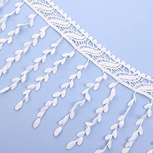 3 Yards 16.5cm Spitzenbordüre Spitzenband Weiß Quaste Blätter Stickerei Bänder Spitzenborte Zierspitze Häkelspitze Dekoband Zierband Spitzenstoff für Nähen Handwerk DIY-Kleid Dessous Hochzeit Deko, von Duories