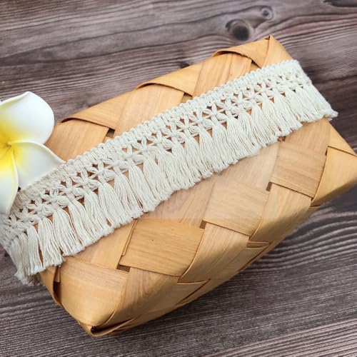 3 Yards 3cm Breite Beige Baumwolle Quaste Spitzenband Fransenbesatz Spitzenbesatz zum Nähen Fransenborte Quaste Trimmen Nähzubehör für DIY Kostüme Bekleidung Vorhang Kleidung Tischdecke Hochzeit Deko von Duories