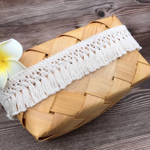 3 Yards 3cm Breite Weiß Baumwolle Quaste Spitzenband Fransenbesatz Spitzenbesatz zum Nähen Fransenborte Quaste Trimmen Nähzubehör für DIY Kostüme Bekleidung Vorhang Kleidung Tischdecke Hochzeit Deko von Duories