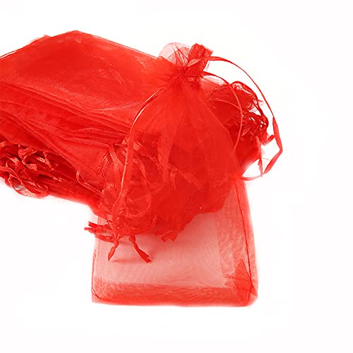 30 Stück Organza Säckchen Zum Befüllen,Organzabeutel Geschenkbeutel Kordelzug Säckchen Organzasäckchen für Festival Party Hochzeit Bonbonsbeutel,Schmuckbeutel Lavendel Geschenk Säckli,10x12cm Rot von Duories