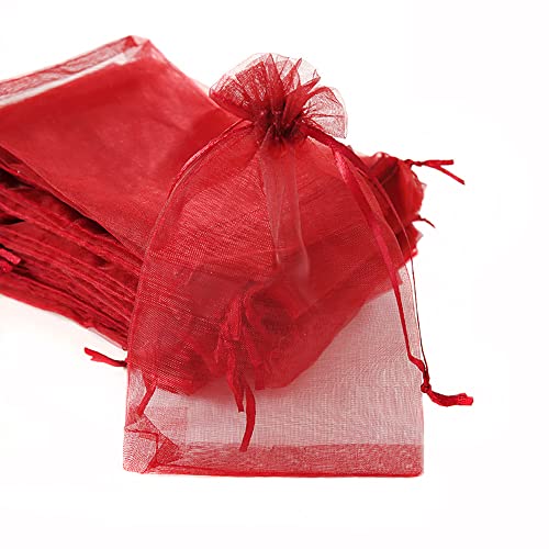 30 Stück Organza Säckchen Zum Befüllen,Organzabeutel Geschenkbeutel Kordelzug Säckchen Organzasäckchen für Festival Party Hochzeit Bonbonsbeutel,Schmuckbeutel Lavendel Geschenk Säckli,7x9cm Weinrot von Duories