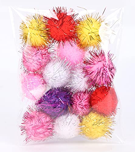 30 stücke 3.0cm Pompons,Bunte Pompom,Glänzend Pompoms zum Basteln,Pom Pom Bälle Basteln,Bommeln Flauschigen Plüsch Bälle für Kinder Bastelarbeiten Lustige DIY Kreative Handwerk Geschenke Haus Deko von Duories