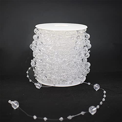 30m Perlengirlande Perlenband Perlenkette Perlenschnur Geschenkband Dekoband mit Perlen für DIY Basteln Party Tischdeko Hochzeit Braut Haarschmuck Ohrringe Halskette Brautstrauß Weihnachten,Klar von Duories