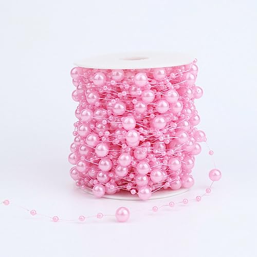 30m Perlengirlande Perlenband Perlenkette Perlenschnur Geschenkband Dekoband mit Perlen für DIY Basteln Party Tischdeko Hochzeit Braut Haarschmuck Ohrringe Halskette Brautstrauß Weihnachten,Rosa von Duories