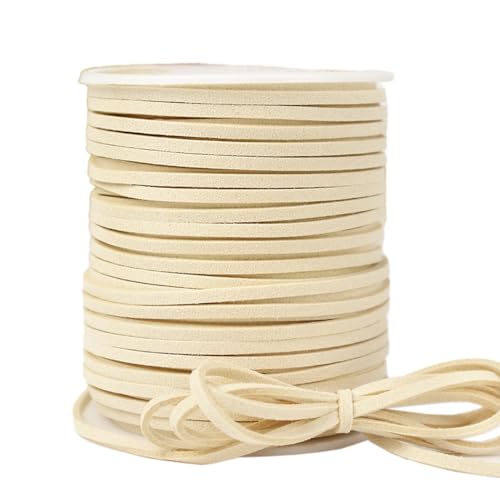 3mm x 45m Lederband Faux Wildleder Schnur Lederbänder Lederschnur Bastelschnur Schleifenband Geschenkband für DIY Schmuck Halsketten Armbänder Haarschleifen Scrapbooking Geschenk Verpacken,Beige von Duories