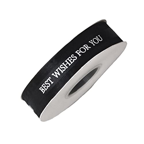 45 Yards × 2.5 cm Geschenkband Band mit dem Schriftzug „Best Wishes for You“,Band Schleifenband Geschenkband Dekoband Für Kuchendekoration, Blumenverpackung, Geschenkverpackung,Schwarz B von Duories