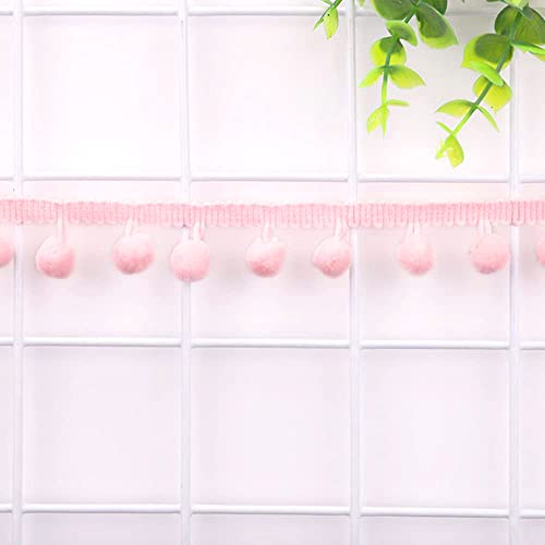 5 Yards 12mm Pompons Borte zum Basteln,Dekoband Mit Bommeln Bälle Pom Poms Fransenborte Zierband Dekoborte Nähzubehör für DIY Basteln Apparel Kleidung,Kostüme,Nähen,Dekoration,Hell-Pink von Duories