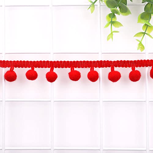 5 Yards 12mm Pompons Borte zum Basteln,Dekoband Mit Bommeln Bälle Pom Poms Fransenborte Zierband Dekoborte Nähzubehör für DIY Basteln Apparel Kleidung,Kostüme,Nähen,Dekoration,Rot von Duories