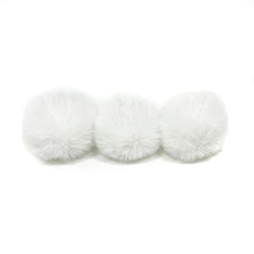 50 STK 4cm Pompons Kunstfell Kaninchenfell Fellbommel,Kunstpelz Pom Pom Ball Plüschbälle Bommeln für DIY Handwerk Mützen Anhänger Dekoration Damen Mädchen Taschenanhänger Schlüsselanhänger,Weiß von Duories