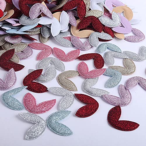 50 Stück Glitzer Applique Patches Sticker Aufnäher Applikation Flicken zum Aufnähen Basteln Dekorieren für DIY Handwerk Ornamente Handarbeiten Stirnband Kleidung Haarschmuck,Hasen Ohren von Duories