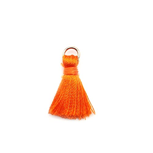 50 Stück Mini Quasten Anhänger,2cm Seidige Gerade Fransen Tassel Troddel Armband Schlüsselanhänger Basteln Quaste für Ohrringe Schmuckherstellung Taschen Lesezeichen DIY Handwerk Zubehör,Orange von Duories