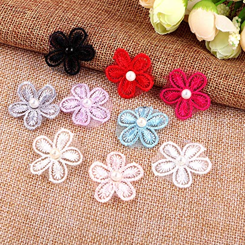 50 Stück Spitze Organza Stickerei Perlen Blumen Applique Patches Sticker Aufnäher Applikation Flicken zum Aufnähen Gestickte Basteln und Dekorieren Auf Kleidung Gardine Tischtuch Taschen Schal von Duories