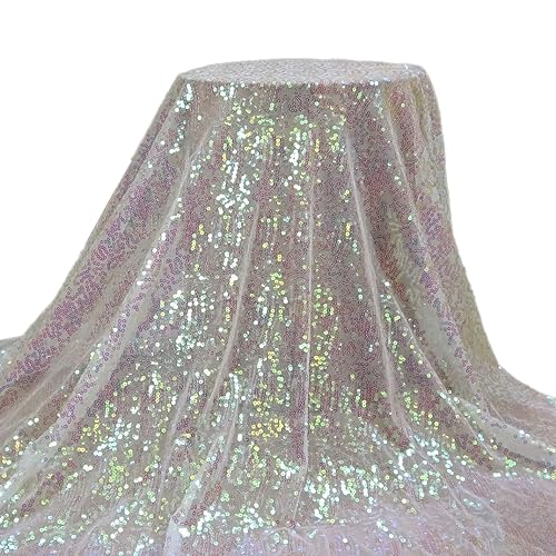 50cm x 130cm Glitzer-Paillettenstoff Tüllstoff,Bling Kleidungsstoff Dekostoff Pailletten Stoffe für DIY Nähen Bekleidung Tüllrock Hochzeitskleid Schleier Vorhänge Tischdecken Bogen Hochzeit Party Deko von Duories