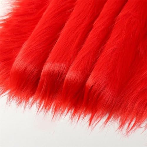 50cmx180cm Flauschige Kunstpelzband Kunstfell Band Fellstoff, Furry Faux Pelz Stoff Dekoband Zierband Plüsch Trim Plüschstoff Plüschband Borten Bänder zum Nähen Kleidung Weihnachtsdeko,Rot von Duories