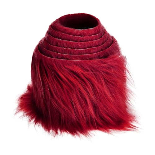 5cmx150cm Flauschige Kunstpelzband Kunstfell Band Fellstoff,Furry Faux Pelz Stoff Dekoband Zierband Plüsch Trim Plüschstoff Plüschband Borten Bänder zum Nähen Nähen Kleidung Weihnachtsdeko,Weinrot von Duories