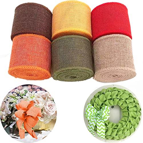 6 Rollen Juteband Dekoband,6cm Sackleinen Band Geschenkband Stoffband Dekobänder Schleifenband für DIY Handwerk Basteln,Geschenkverpackung,Hochzeit Party Ostern Weihnachten Dekoration,3M pro Rolle von Duories