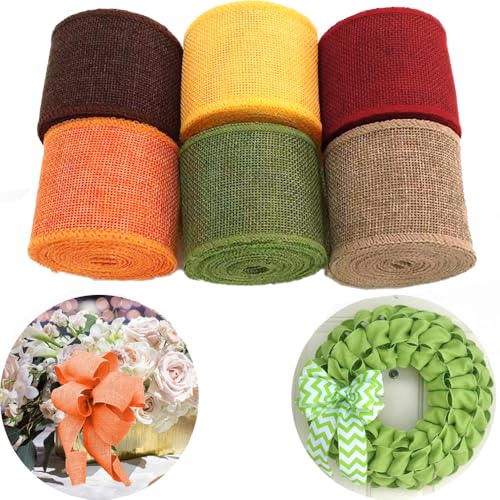 6 Rollen Juteband Dekoband,6cm Sackleinen Band Geschenkband Stoffband Dekobänder Schleifenband für DIY Handwerk Basteln,Geschenkverpackung,Hochzeit Party Ostern Weihnachten Dekoration,5M pro Rolle von Duories