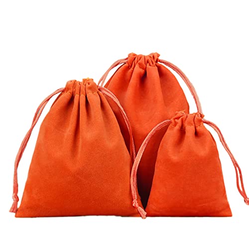 6 Stück Samtbeutel Schmuckbeutel, Kleine Stoff Beutel mit Kordelzug, Samt Säckchen Geschenkbeutel Stoffsäckchen zum Befüllen für Schmuck Hochzeit Weihnachten Geburtstag Party Geschenk,5x7cm Orange von Duories