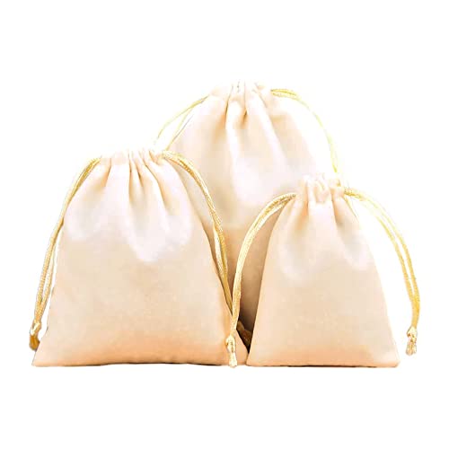 6 Stück Samtbeutel Schmuckbeutel, Kleine Stoff Beutel mit Kordelzug, Samt Säckchen Geschenkbeutel Stoffsäckchen zum Befüllen für Schmuck Hochzeit Weihnachten Geburtstag Party Geschenk,7x9cm Beige von Duories