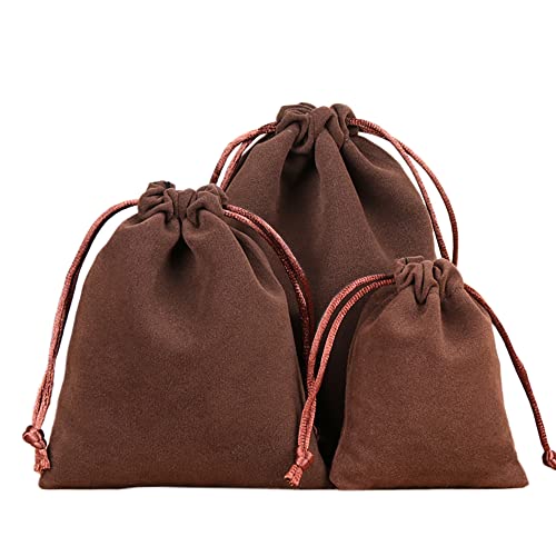 6 Stück Samtbeutel Schmuckbeutel, Kleine Stoff Beutel mit Kordelzug, Samt Säckchen Geschenkbeutel Stoffsäckchen zum Befüllen für Schmuck Hochzeit Weihnachten Geburtstag Party Geschenk,7x9cm Braun von Duories