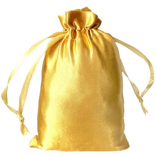 6 Stück Satinbeutel Schmuckbeutel,Klein Stoff Säckchen Zum Befüllen,Satin Säckchen Geschenkbeutel Stoffbeutel Satintasche für Schmuck Hochzeit Weihnachten Geburtstag Party Geschenk,13x18cm Gold von Duories