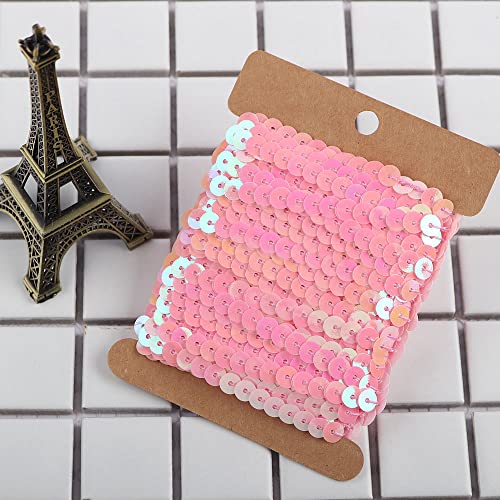 6mm 10 Yards Kunststoff Pailletten Bänder Farbiges Glitzer Paillettenband Paillettenborte Pailletten-Borten Glitzer Sequins Roll Ornament Applikation für DIY Handwerk Armband Stirnband Deko,Rosa von Duories