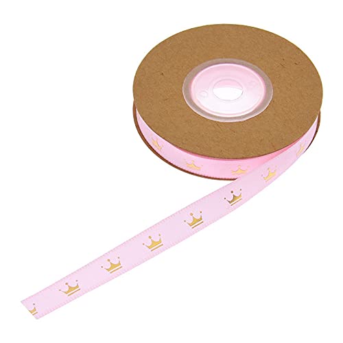 Baby Geburt Satinband Rosa,10mmx10M Schleifenband Dekoband Geschenkband Stoffband für Baby Shower Hochzeit Taufe Geburtstagsgeschenke DIY Nähen Basteln Handwerk Haarband Kuchenverpackung,Krone von Duories