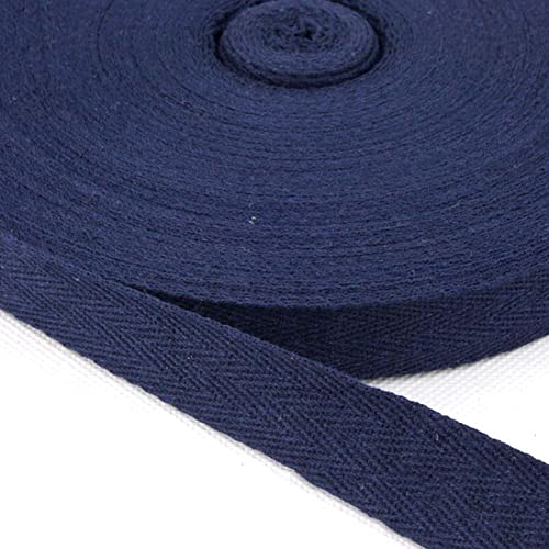 Baumwolle Schrägband,25 Yards x 10mm Einfassband Köperband Nahtband Baumwollband Textilband Fischgrätenband Köperband Wimpelband Twillband Webbing Band für Schneidern DIY-Nähen Basteln,Marineblau A von Duories