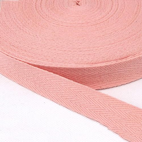 Baumwolle Schrägband,25 Yards x 10mm Einfassband Köperband Nahtband Baumwollband Textilband Fischgrätenband Köperband Wimpelband Twillband Webbing Band für Schneidern DIY-Nähen Basteln,Altes Rosa von Duories