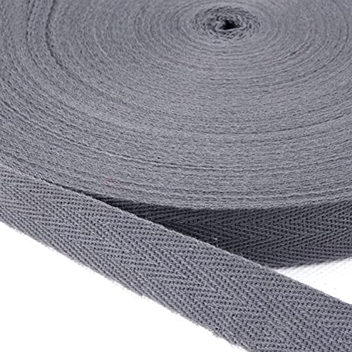 Baumwolle Schrägband,25 Yards x 10mm Einfassband Köperband Nahtband Baumwollband Textilband Fischgrätenband Köperband Wimpelband Twillband Webbing Band für Schneidern DIY-Nähen Basteln,Grau B von Duories