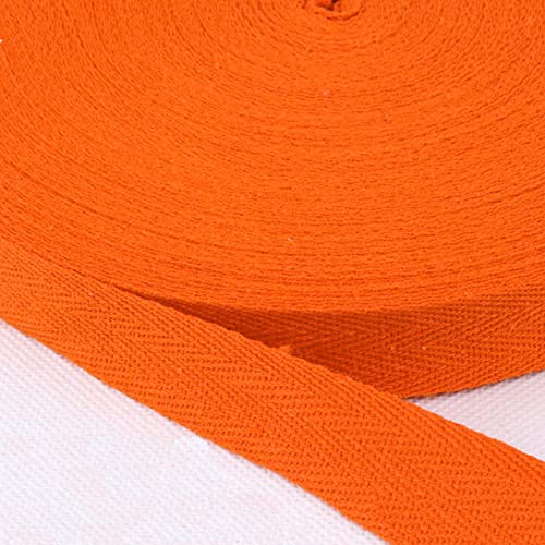 Baumwolle Schrägband,25 Yards x 10mm Einfassband Köperband Nahtband Baumwollband Textilband Fischgrätenband Köperband Wimpelband Twillband Webbing Band für Schneidern DIY-Nähen Basteln,Orange von Duories