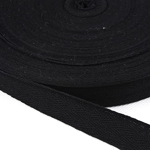 Baumwolle Schrägband,25 Yards x 10mm Einfassband Köperband Nahtband Baumwollband Textilband Fischgrätenband Köperband Wimpelband Twillband Webbing Band für Schneidern DIY-Nähen Basteln,Schwarz von Duories