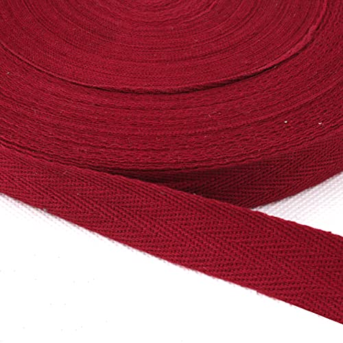 Baumwolle Schrägband,25 Yards x 10mm Einfassband Köperband Nahtband Baumwollband Textilband Fischgrätenband Köperband Wimpelband Twillband Webbing Band für Schneidern DIY-Nähen Basteln,Weinrot von Duories