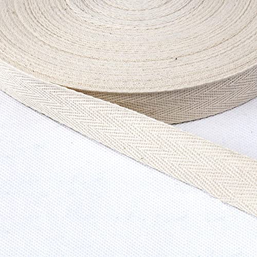 Baumwolle Schrägband,25 Yards x 20mm Einfassband Köperband Nahtband Baumwollband Textilband Fischgrätenband Köperband Wimpelband Twillband Webbing Band für Schneidern DIY-Nähen Basteln,Beige von Duories