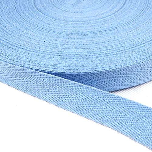 Baumwolle Schrägband,25 Yards x 20mm Einfassband Köperband Nahtband Baumwollband Textilband Fischgrätenband Köperband Wimpelband Twillband Webbing Band für Schneidern DIY-Nähen Basteln,Hellblau B von Duories