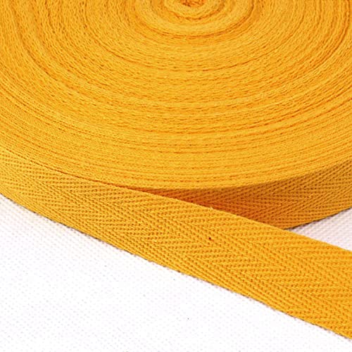 Baumwolle Schrägband,50 Yards x 10mm Einfassband Köperband Nahtband Baumwollband Textilband Fischgrätenband Köperband Wimpelband Twillband Webbing Band für Schneidern DIY-Nähen Basteln,Gold von Duories