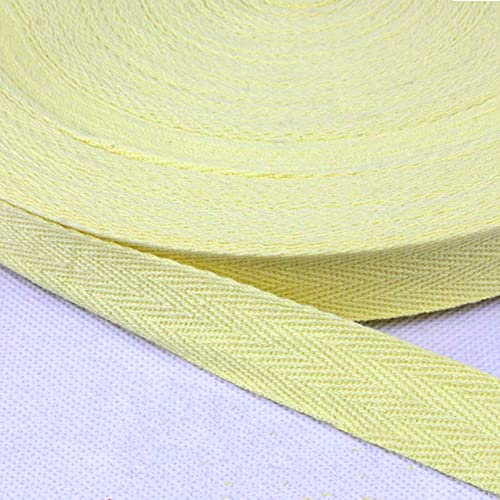 Baumwolle Schrägband,50 Yards x 10mm Einfassband Köperband Nahtband Baumwollband Textilband Fischgrätenband Köperband Wimpelband Twillband Webbing Band für Schneidern DIY-Nähen Basteln,Hellgelb von Duories