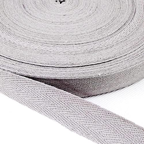 Baumwolle Schrägband,50 Yards x 20mm Einfassband Köperband Nahtband Baumwollband Textilband Fischgrätenband Köperband Wimpelband Twillband Webbing Band für Schneidern DIY-Nähen Basteln,Hellgrau A von Duories