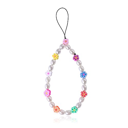 Böhmische Anti-Verlorene Perlen Telefon Lanyard Handschlaufe,Smiley Face Handykette Perlen Phone Charm Fruit Star Clay Regenbogen Beads Handy Chain Strap Armband Schlüsselanhänger für Frauen Mädchen von Duories