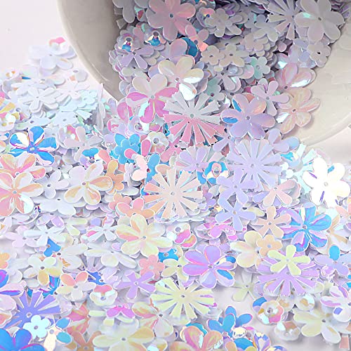 Bunt Pailletten zum Basteln, Glitzer Sequins Lose Pailletten DIY Irisierend Pailletten Bling Bling Pailletten Deko für Kunsthandwerk Kleidung Handyhülle Scrapbook Spielzeug Party,20g Symphonie Weiß B von Duories