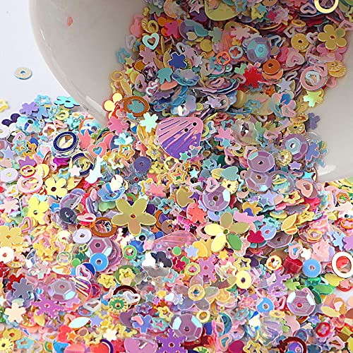 Bunt Pailletten zum Basteln, Glitzer Sequins Lose Pailletten DIY Irisierend Pailletten Bling Bling Pailletten Deko für Kunsthandwerk Kleidung Handyhülle Scrapbook Spielzeug Party,50g Mischfarbe A von Duories