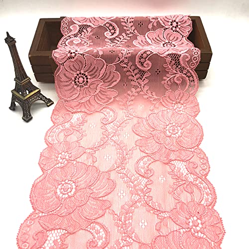 Duories 1 Yard 18cm Breit spitzenband Vintage Spitze Borte Spitzenbordüre Weiss Spitzenborte zum Basteln für Nähen Handwerk Hochzeit Weihnachten Tischdeko Geschenke Deko Geschenkband,Wassermelonenrot von Duories