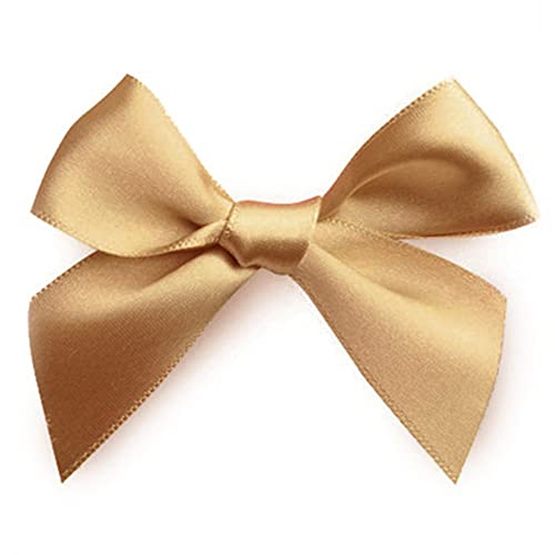 Duories 100 StüCk Klein Satinschleife Bandschleife geschenkband Handgemacht Satinband Bowknot für Geschenkverpackung,Handgemachtes DIY, Hochzeits(Gold) von Duories