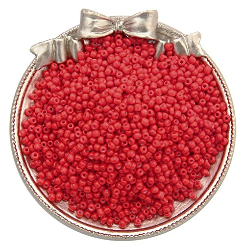 Duories 1000 Stück 3mm Glasperlen Rund,Mini Glasperlen,Glass Seed Beads,Handarbeitsglas Rocailles,Verstreute Perlen,für Handgemachte DIY Herstellung Armband Halskette Perlen Schmuck Accessoires,Rot von Duories