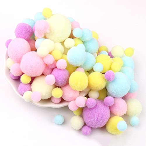 Duories 135 Bunte Pompons zum Basteln,10-30mm Mini Pompons Bälle Kleine Bommeln Kugeln,Flauschigen Bunte Pom Pom Deko Pompom Plüschbälle Bastel Zubehör für Nähen Deko DIY Handwerk,Rosa Lila Blau Gelb von Duories