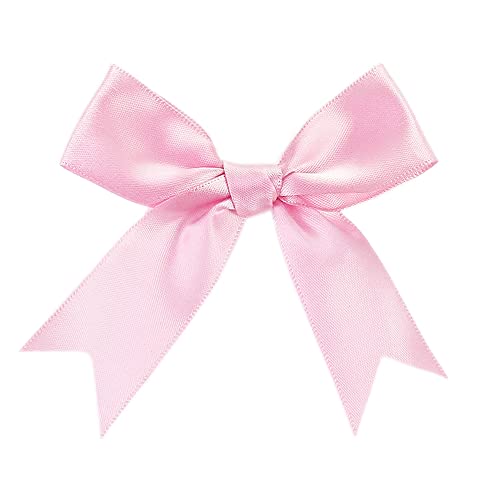 Duories 50 STK 8.5x8.5cm Satinband Schleifen,Satin Band Deko Schleifen Fertigschleife Geschenkschleifen für DIY Handwerk Hochzeit Weihnachten Valentinstag Deko Karte Herstellung von Verzierungen,Rosa von Duories