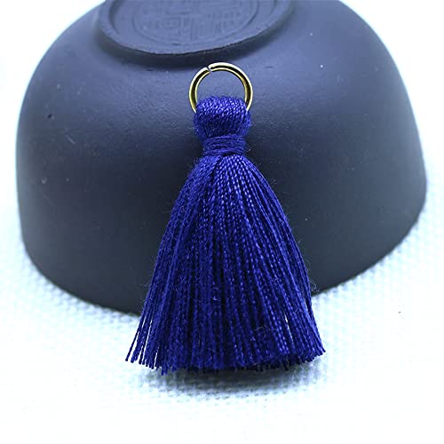 Duories 50 Stück Mini Quasten Anhänger,3cm Baumwolle Fransen Tassel Troddel Armband Schlüsselanhänger Basteln Quaste für Ohrringe Schmuckherstellung Taschen Lesezeichen DIY Handwerk Zubehör,Navy blau von Duories