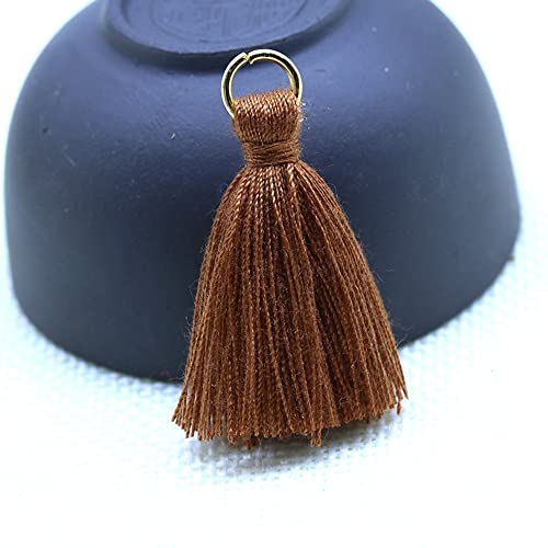 Duories 50 Stück Mini Quasten Anhänger,3cm Baumwolle Fransen Tassel Troddel Armband Schlüsselanhänger Basteln Quaste für Ohrringe Schmuckherstellung Taschen Lesezeichen DIY Handwerk Zubehör,Kaffee von Duories